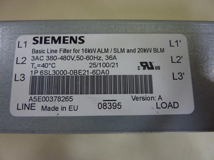 Used SIEMENS Line Filter 6SL3 000-0BE21-6DA0 #54928