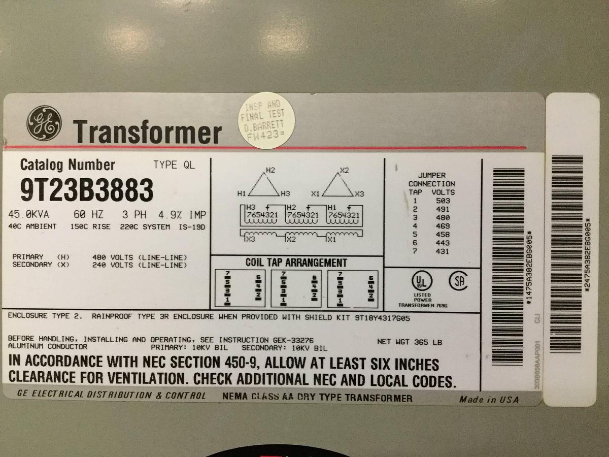 Used GENERAL ELECTRIC / GE 9T23B3883