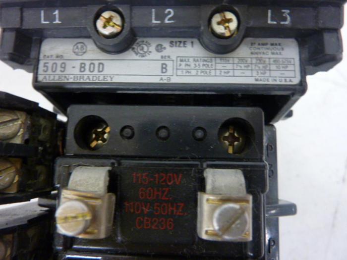 Used ALLEN BRADLEY Starter 509-BOD SER B W44 #51872