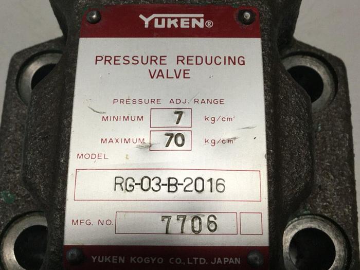 Used YUKEN Pressure Reducing Valve RG-03-B-2016 #102428