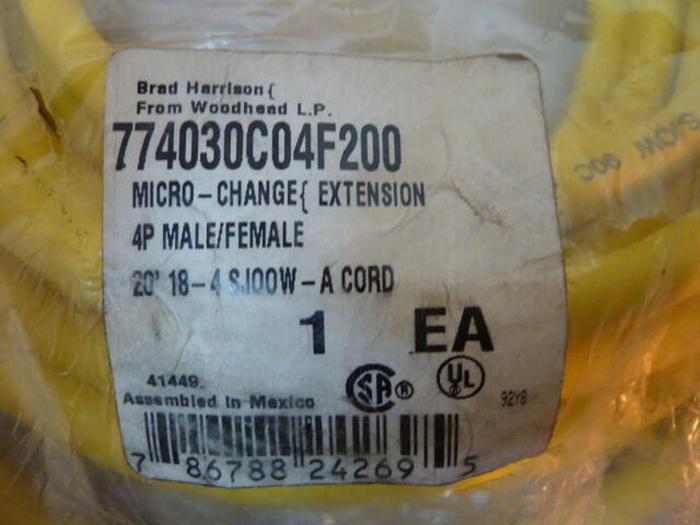 BRAD HARRISON / WOODHEAD Cable 774030C04F200 #29742