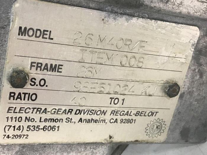 Used ELECTRA Gear 26M40R/F Motor Used