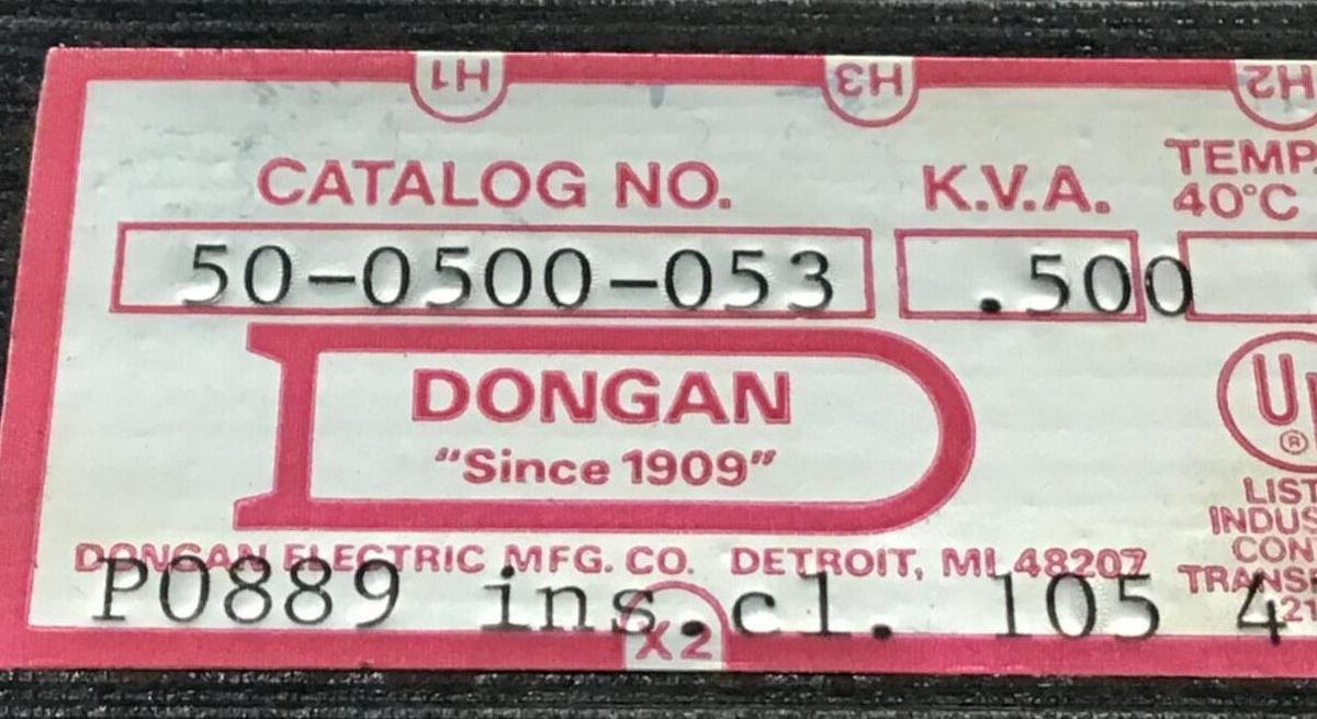 Used DONGAN .500 KVA Transformer 50-0500-053 USED