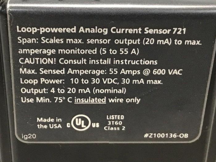 Used HAWKEYE INST INC Analog Current Sensor Z100136-OB #123590