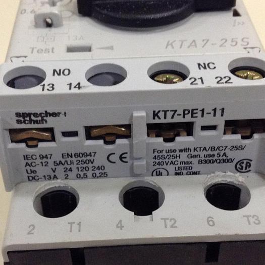 Used SPRECHER & SCHUH Contactor KTA7-25S-1.0A #84576