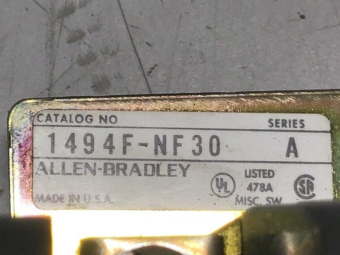 Used ALLEN BRADLEY 30 Amp Fuse Block Plate 1494F-C633 SER B #127473