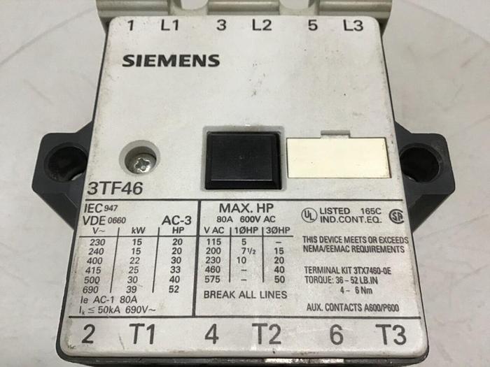 Used SIEMENS Contactor 3TF4622-OAG1 #133230