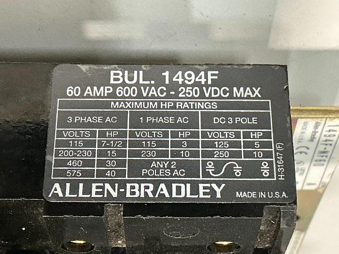 Used ALLEN BRADLEY 1494F-R666