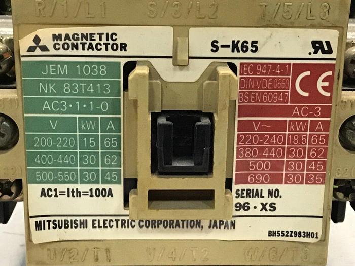 Used MITSUBISHI Magnetic Contactor S-K65 #112417