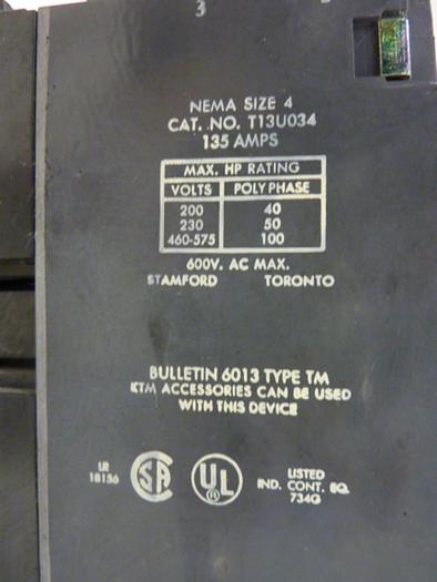 Used SYLVANIA Motor Starter Size 3 T13U033 #42969