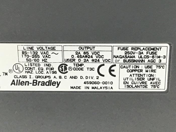 Used ALLEN BRADLEY Power Supply & Slot Rack 1746-P1 SER A / 1746-A4 SER B #127855