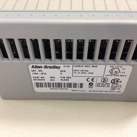 Used ALLEN BRADLEY Input Module 1794-IB16 SER A #71882