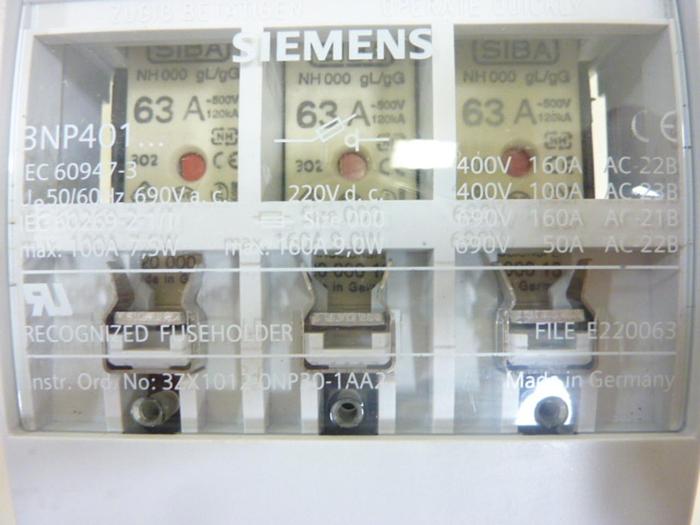 Used SIEMENS Fuse Holder 3ZX1012-0NP30-1AA2 #46039