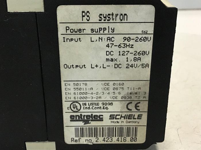 Used ENTRELEC Power Supply 2.423.416.00 #129830