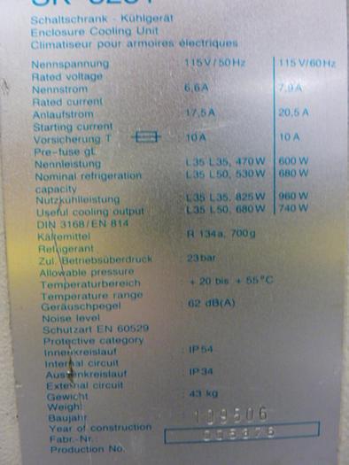 Used RITTAL Air Conditioner SK 3281 #56807