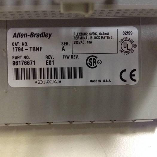 Used ALLEN BRADLEY Terminal Base 1794-TBNF SER A #68515