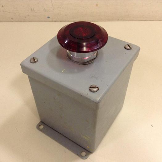 Used HOFFMAN Enclosure & Red Push Button E-1PBX BUTTON #69400