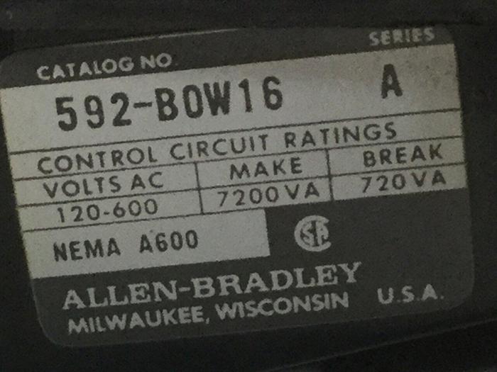 Used ALLEN BRADLEY Electric Motor Starter 509-A0A SER B #104714