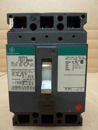 Used GENERAL ELECTRIC / GE 70 Amp Circuit Breaker TED136070 #26680