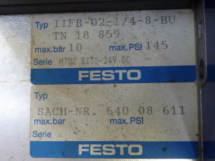 Used FESTO Control Block / Valve Terminal IFB8-02 #52868