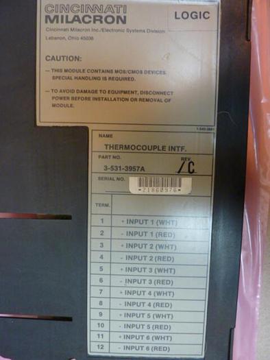 Used CINCINNATI MILACRON Thermocouple Interface 3-531-3957A USED