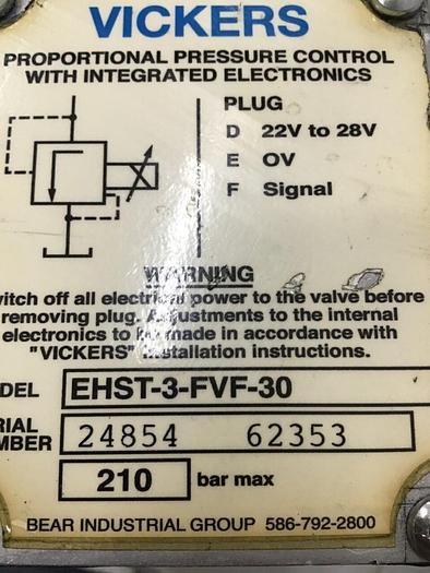 Used VICKERS Proportional Control Valve EHST-3-FVF-30 Used