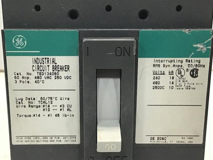 Used GE 60 Amp Circuit Breaker TED134060 Used #124375