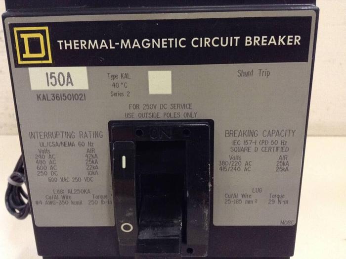 Used SQUARE D 150 Amp Circuit Breaker KAL361501021 USED