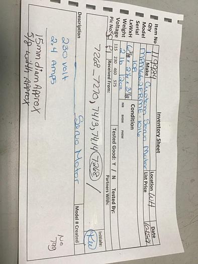 Used CUSTOM SERVO Servo Motor MPM662FRME-1016 #119984