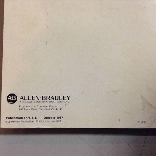 Used ALLEN BRADLEY Programming Reference Manual 1775-6.4.1 #70873