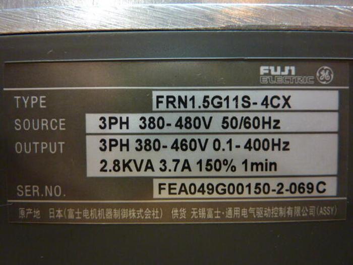 Used FUJI ELECTRIC Motor Control 5000G11 FRN1.5G11S-4CX #27047