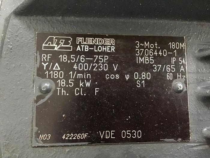 Used ATB FLENDOR 25 HP Motor RF18.5/6-75P Used