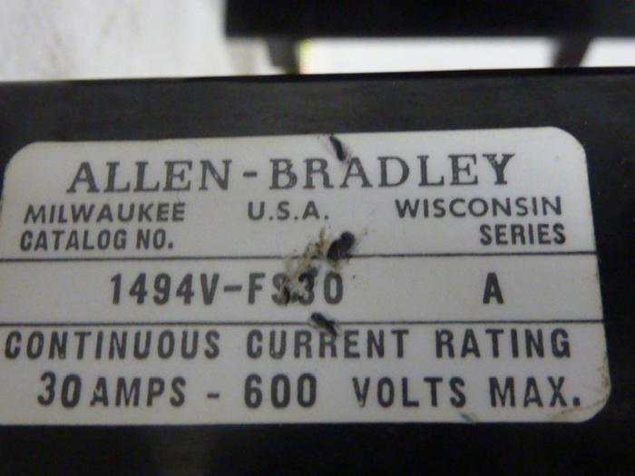 Used ALLEN BRADLEY 30 Amp Disconnect Switch 1494V-DS30 SER A #57430