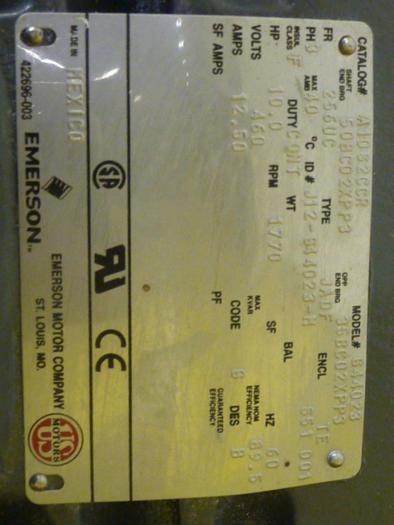Used EMERSON 10 HP Motor A10S2CCR #46368