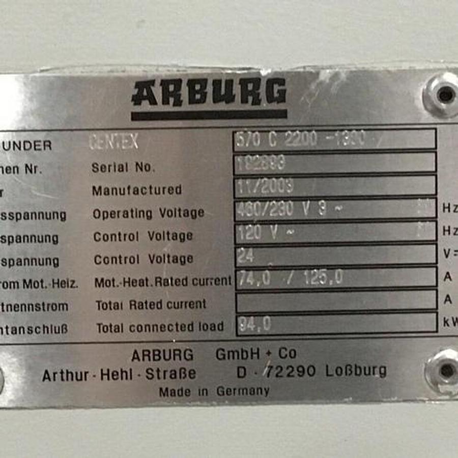Used ARBURG 245 Ton Injection Molding Machine 570C 2200-1300 USED #149866