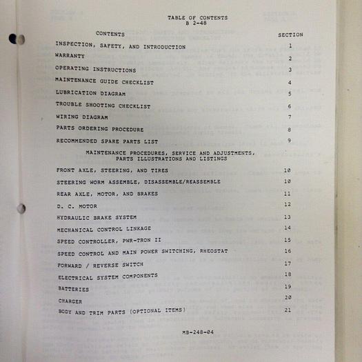 Used TAYLOR DUNN Manual MB-248-04 #71077