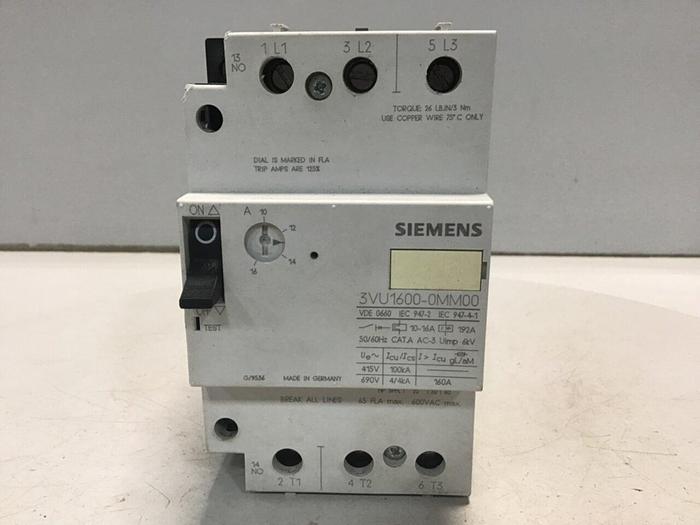 Used SIEMENS Motor Starter 3VU1600-0MM00 #129546