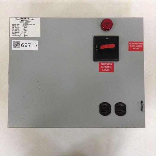 Used DAYKIN Transformer Disconnect 15 B 0 U #69717