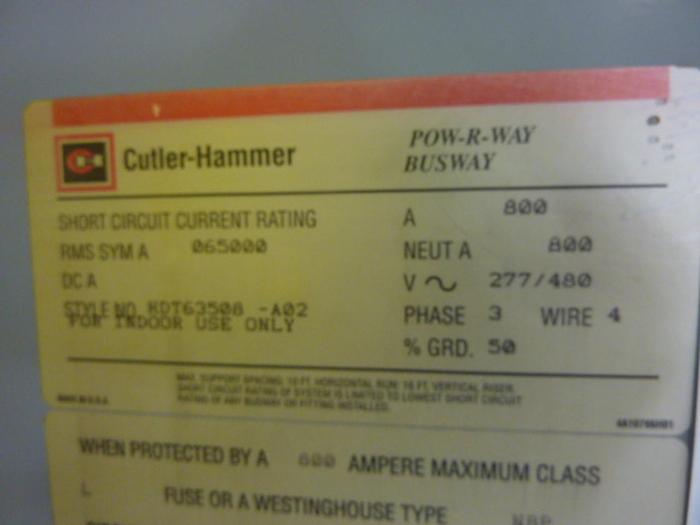 Used CUTLER HAMMER Bus Duct Junction Tap Box HDT63508-A02 Used