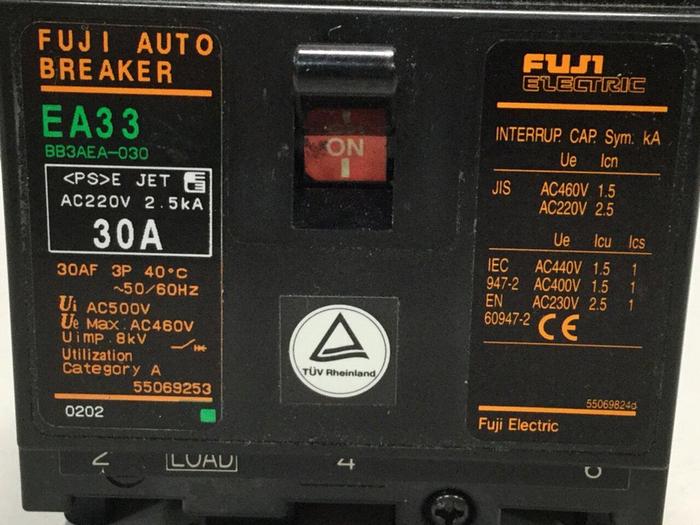 Used FUJI ELECTRIC 30 Amp Auto Breaker EA33-BB3AEA-030 #108978