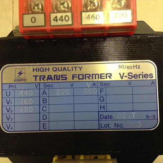 Used KINRYO 0.66 kVA V-Series Transformer TRANSFORMER011 #70011