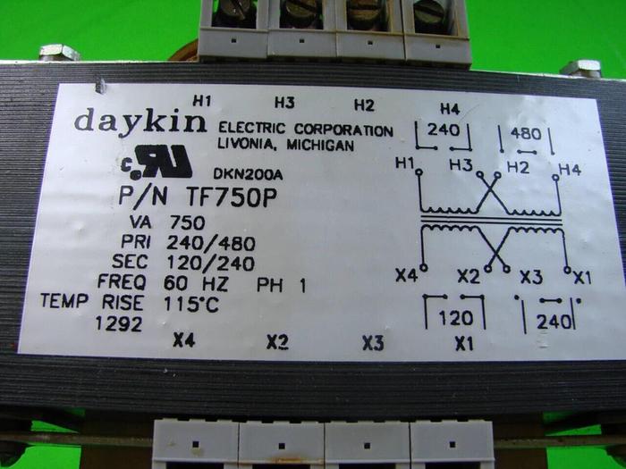Used DAYKIN 0.75 kVA Transformer TF750P #10073