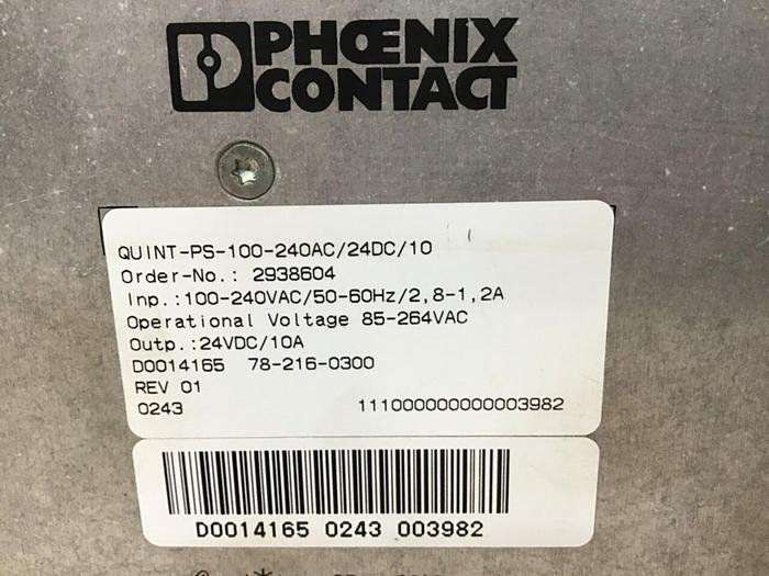 Used PHOENIX CONTACT Power Supply QUINT-PS-100-240AC/24DC/10 Used