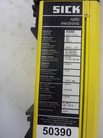 Used SICK OPTIC ELECTRONIC Sender Unit AGSS 300-2121 #50390