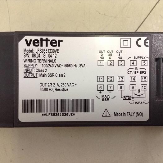 Used VETTER Temperature Control LFS9361230VE #87830