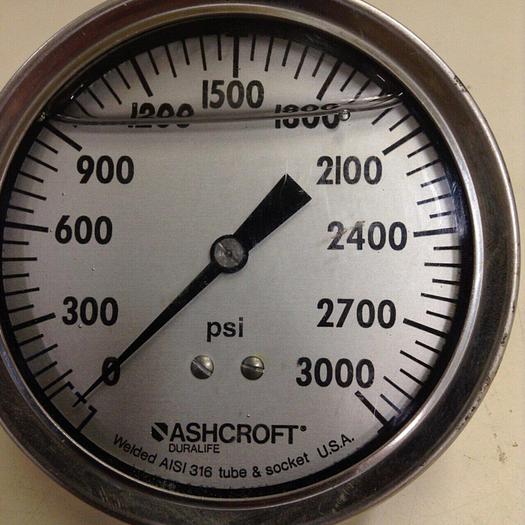 Used ASHCROFT 0-3000 PSI Pressure Gauge Q-8962 #76752