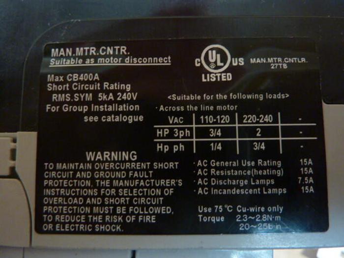 Used FUJI ELECTRIC 15 Amp Circuit Breaker EA53AC-15 #39506
