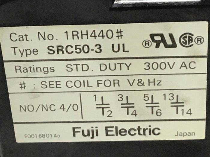Used FUJI ELECTRIC Contactor SRC50-3/UL 1RH440 #112262