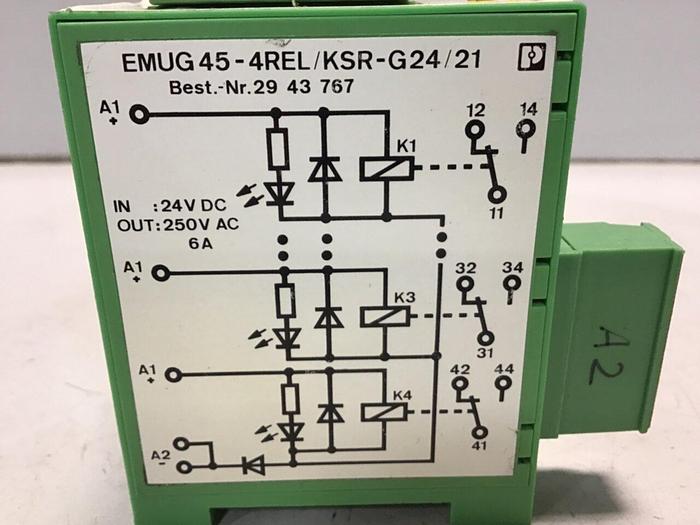 Used PHOENIX CONTACT Input/Output Module EMUG 45-4REL/KSR-G24/21 #133174