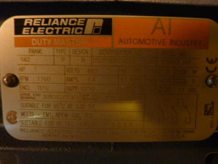 RELIANCE ELECTRIC 1 HP Duty Master Motor P18G3100F #28916